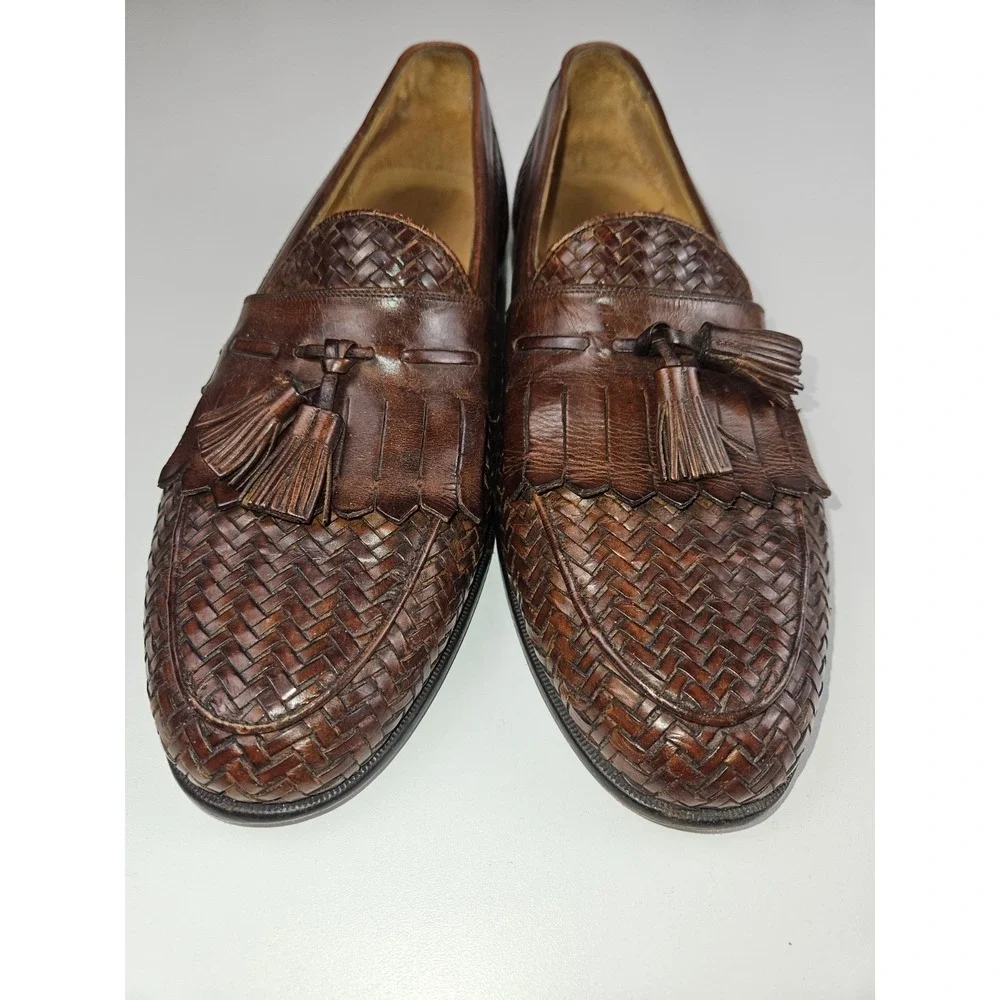 Johnston & Murphy Weave Tassel Loafers Brown Leather Slip-On Dress Shoes 10.5 M johnston murphy tassel loafers products for sale | eBay main image 3